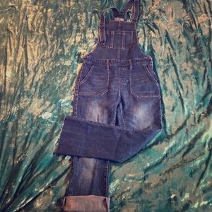 Cropped Bootleg Denim Overalls